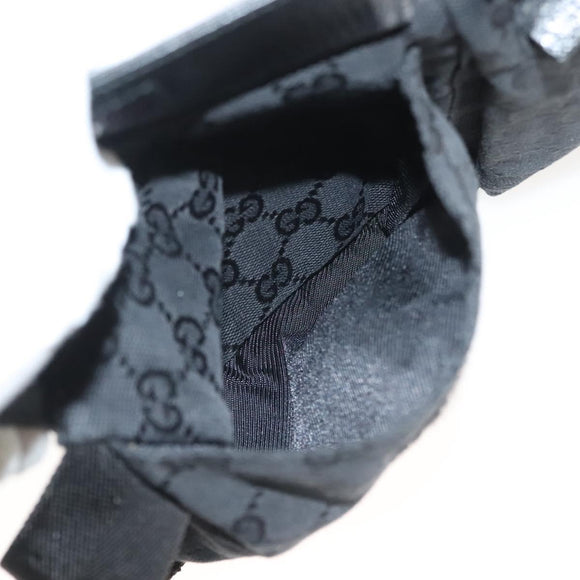 GUCCI GG Canvas Waist bag Black Silver 28566 Auth 129153