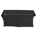 GUCCI GG Canvas Waist bag Black Silver 28566 Auth 129153-2