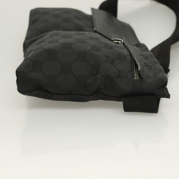 GUCCI GG Canvas Waist bag Black Silver 28566 Auth 129153