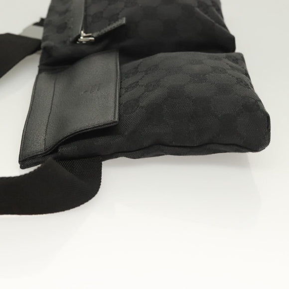 GUCCI GG Canvas Waist bag Black Silver 28566 Auth 129153