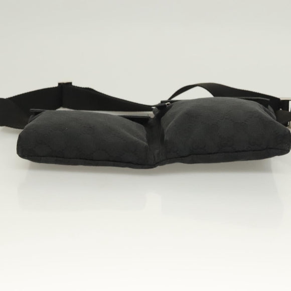 GUCCI GG Canvas Waist bag Black Silver 28566 Auth 129153
