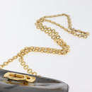 Salvatore Ferragamo Gancini Chain Shoulder Bag Patent Black Gold Auth 129160-14