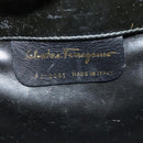 Salvatore Ferragamo Gancini Chain Shoulder Bag Patent Black Gold Auth 129160-12