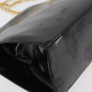Salvatore Ferragamo Gancini Chain Shoulder Bag Patent Black Gold Auth 129160-12