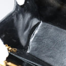 Salvatore Ferragamo Gancini Chain Shoulder Bag Patent Black Gold Auth 129160-18