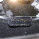 Salvatore Ferragamo Gancini Chain Shoulder Bag Patent Black Gold Auth 129160-18