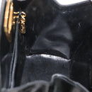 Salvatore Ferragamo Gancini Chain Shoulder Bag Patent Black Gold Auth 129160-22