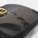 Salvatore Ferragamo Gancini Chain Shoulder Bag Patent Black Gold Auth 129160-2