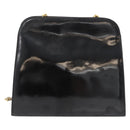 Salvatore Ferragamo Gancini Chain Shoulder Bag Patent Black Gold Auth 129160-3