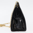 Salvatore Ferragamo Gancini Chain Shoulder Bag Patent Black Gold Auth 129160-6