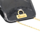Salvatore Ferragamo Gancini Chain Shoulder Bag Patent Black Gold Auth 129160-5