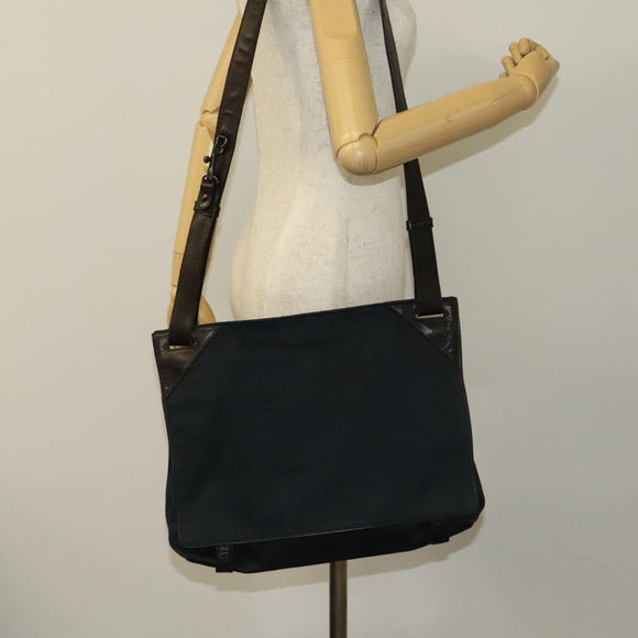 BOTTEGA VENETA Shoulder Bag Cotton Navy 113038 Auth 129164