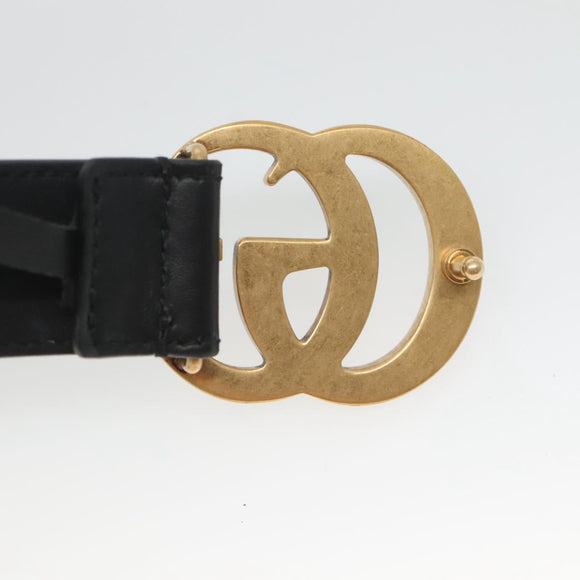 GUCCI GG Marmont Belt Leather 33.5"" Black Gold 414516 Auth 129193