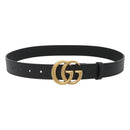 GUCCI GG Marmont Belt Leather 33.5"" Black Gold 414516 Auth 129193-13