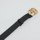 GUCCI GG Marmont Belt Leather 33.5"" Black Gold 414516 Auth 129193-8