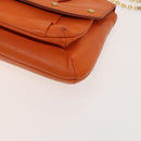 MCM Studs Chain Shoulder Bag Leather Orange Gold Auth 129209-10