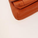 MCM Studs Chain Shoulder Bag Leather Orange Gold Auth 129209-11