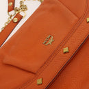 MCM Studs Chain Shoulder Bag Leather Orange Gold Auth 129209-14