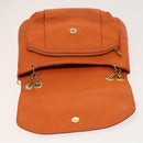 MCM Studs Chain Shoulder Bag Leather Orange Gold Auth 129209-15