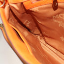 MCM Studs Chain Shoulder Bag Leather Orange Gold Auth 129209-18