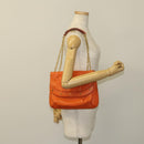 MCM Studs Chain Shoulder Bag Leather Orange Gold Auth 129209-21