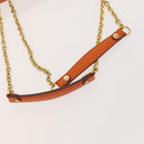 MCM Studs Chain Shoulder Bag Leather Orange Gold Auth 129209-7