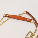 MCM Studs Chain Shoulder Bag Leather Orange Gold Auth 129209-8