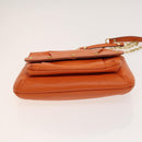 MCM Studs Chain Shoulder Bag Leather Orange Gold Auth 129209-9