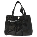 Salvatore Ferragamo Vala Hand Bag Patent leather Black Auth 129211-13