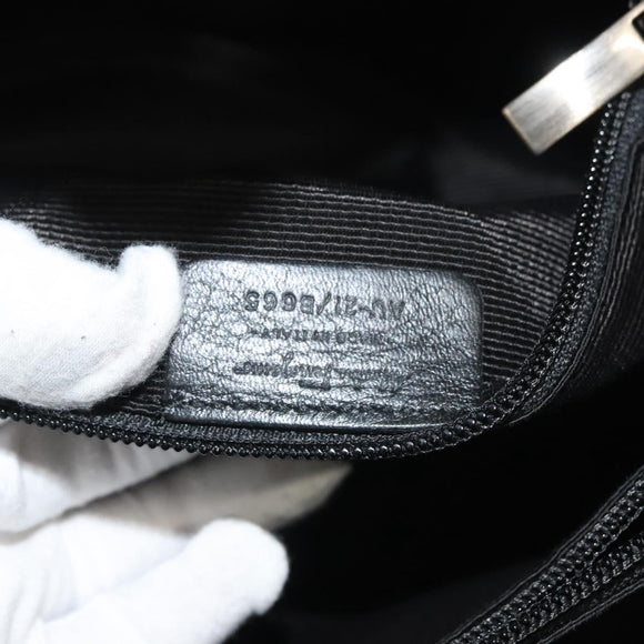 Salvatore Ferragamo Vala Hand Bag Patent leather Black Auth 129211