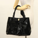 Salvatore Ferragamo Vala Hand Bag Patent leather Black Auth 129211-24