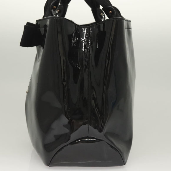 Salvatore Ferragamo Vala Hand Bag Patent leather Black Auth 129211