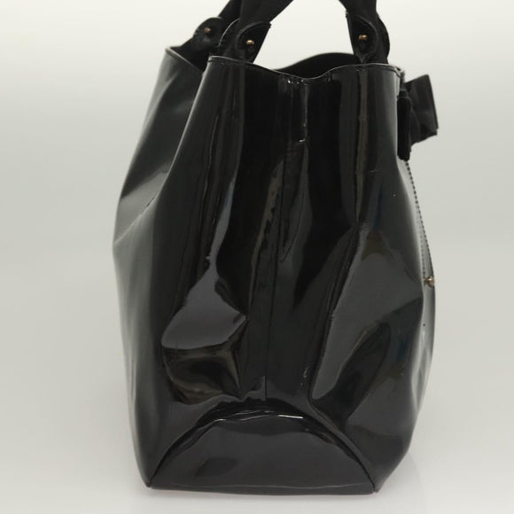 Salvatore Ferragamo Vala Hand Bag Patent leather Black Auth 129211
