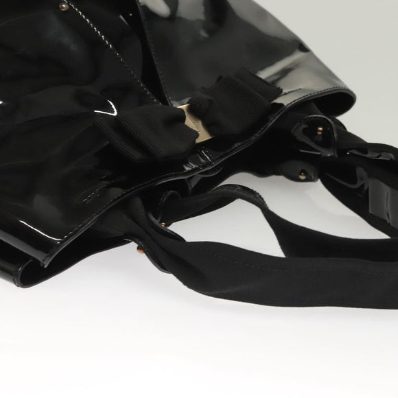 Salvatore Ferragamo Vala Hand Bag Patent leather Black Auth 129211
