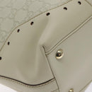 GUCCI GG Canvas Guccissima Tote Bag Leather White Gold 145984 Auth 129226-16