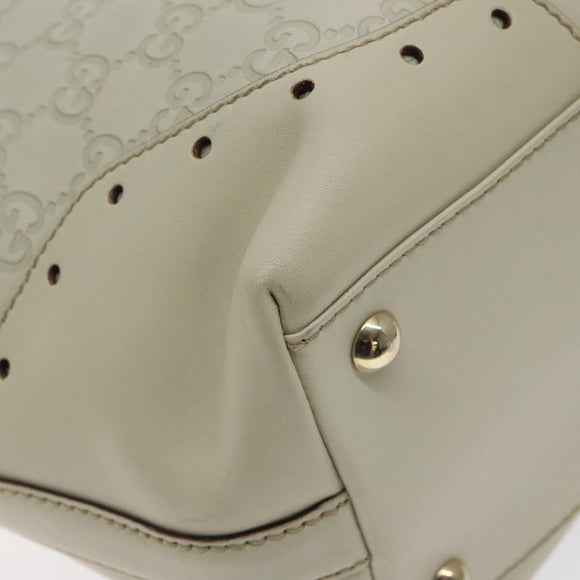 GUCCI GG Canvas Guccissima Tote Bag Leather White Gold 145984 Auth 129226