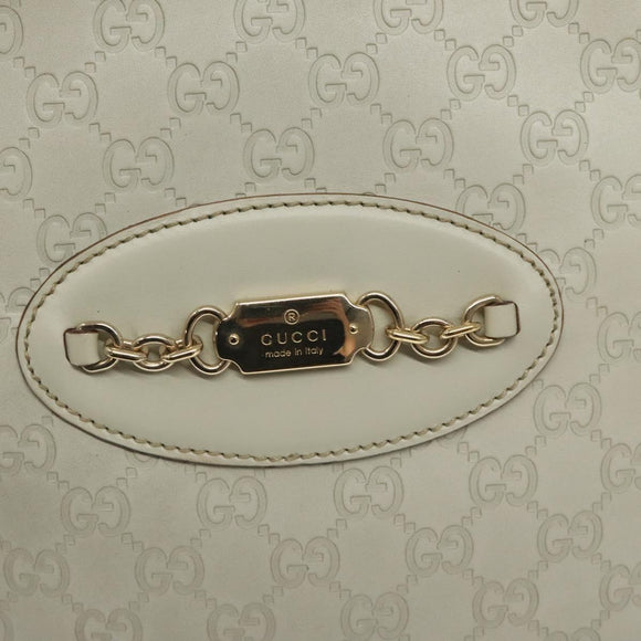 GUCCI GG Canvas Guccissima Tote Bag Leather White Gold 145984 Auth 129226