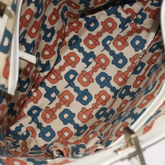 GUCCI GG Canvas Guccissima Tote Bag Leather White Gold 145984 Auth 129226