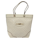 GUCCI GG Canvas Guccissima Tote Bag Leather White Gold 145984 Auth 129226-13