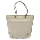 GUCCI GG Canvas Guccissima Tote Bag Leather White Gold 145984 Auth 129226-2