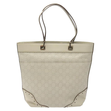 GUCCI GG Canvas Guccissima Tote Bag Leather White Gold 145984 Auth 129226 - 0