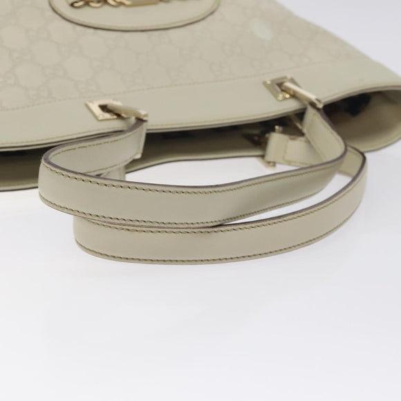 GUCCI GG Canvas Guccissima Tote Bag Leather White Gold 145984 Auth 129226