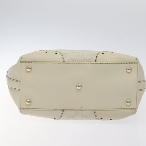GUCCI GG Canvas Guccissima Tote Bag Leather White Gold 145984 Auth 129226