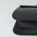 CARTIER Chain Shoulder Bag Leather Navy Gold Auth 129241-9