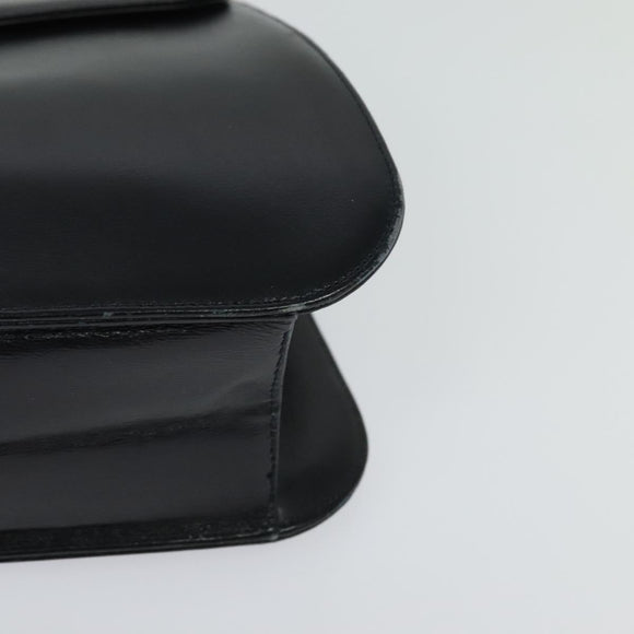 CARTIER Chain Shoulder Bag Leather Navy Gold Auth 129241