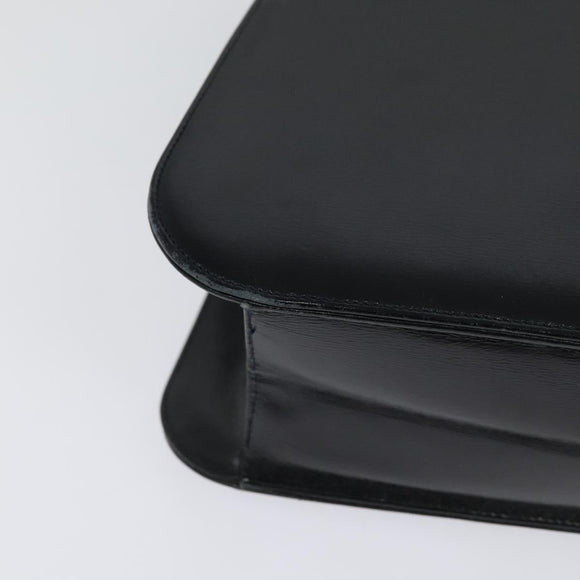 CARTIER Chain Shoulder Bag Leather Navy Gold Auth 129241