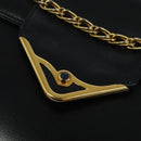 CARTIER Chain Shoulder Bag Leather Navy Gold Auth 129241-17