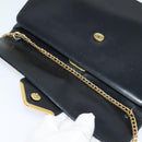 CARTIER Chain Shoulder Bag Leather Navy Gold Auth 129241-10