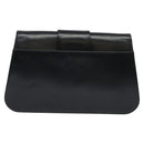 CARTIER Chain Shoulder Bag Leather Navy Gold Auth 129241-2