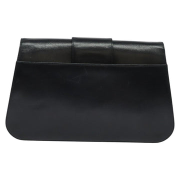 CARTIER Chain Shoulder Bag Leather Navy Gold Auth 129241 - 0